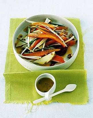 Möhrensalat mit Birne und Gänsebrust