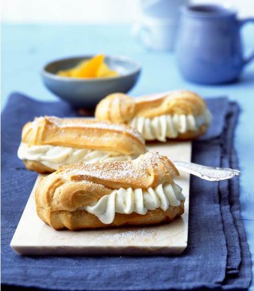 eclairs mit mandelcreme und blutorangen