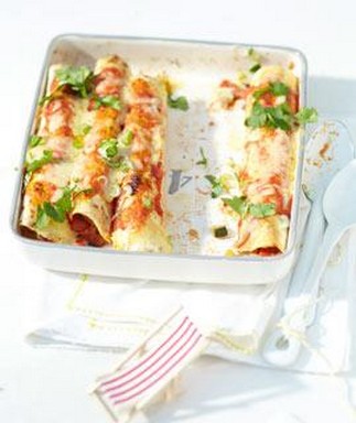 Gemüse Enchiladas mit Cheddar