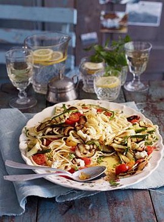 Pasta mit gegrilltem Gemüse Alla Caprese