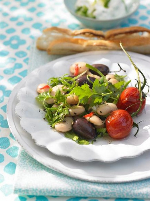 Bohnensalat mit Grilltomaten