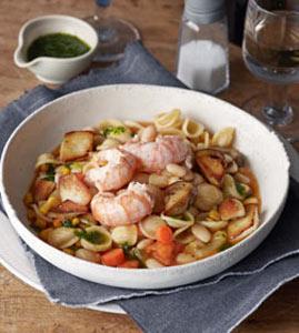 Orecchiette mit Scampi und Petersilienl