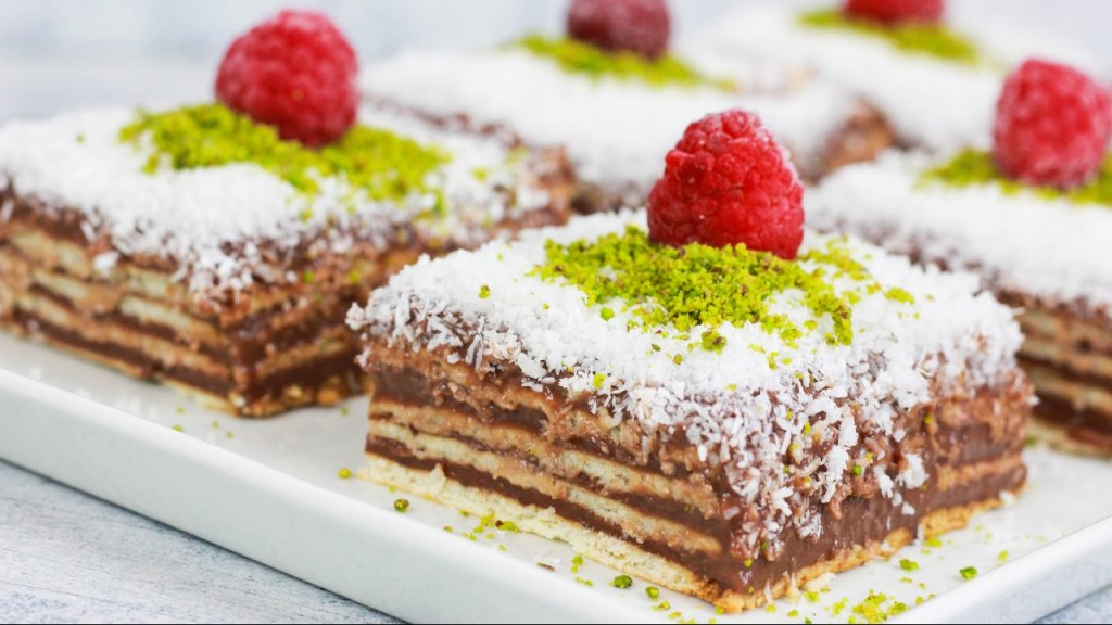 butterkeks schoko pudding und kokosraspeln