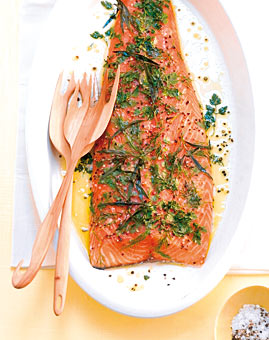 Lachs aus dem Ofen mit Dill und Estragon