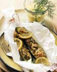 Zucchini mit Fisch Garnelen Fllung