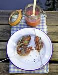 Saltimbocca Spieße mit Aprikosen Himbeer Sauce